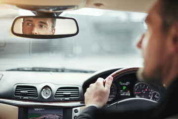 Moving forward in life. Cropped shot of a businessman on his morning commute to work.