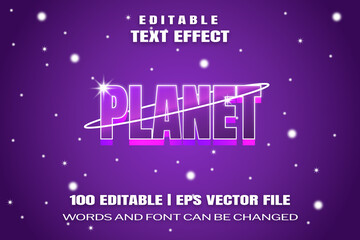 Editable text effects Planet , words and font can be changed