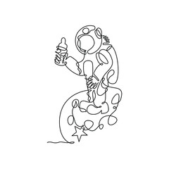 Continuous Line Drawing of Astronaut