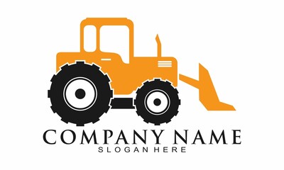 Yellow tractor illustration vector logo