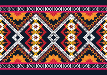 Geometric ethnic flower pattern for background,fabric,wrapping,clothing,wallpaper,Batik,carpet,embroidery style.