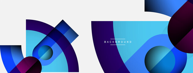 Fototapeta premium Geometric abstract background. Round shapes, circles, lines composition for wallpaper banner background or landing page