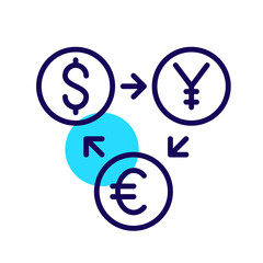 Currency conversion. Global business and economy. Pixel perfect, editable stroke icon