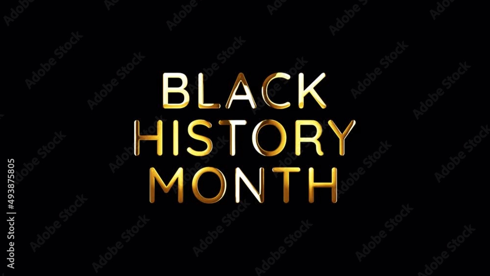 Poster black history month golden text with light effect. 4k 3d rendering isolated transparent with alpha c