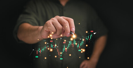 planning analyze indicator and strategy buy and sell, Stock market, Business growth, progress or...