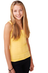 Fototapeta premium Shes got a positive attitude. Portrait of a positive teen girl isolated on white.