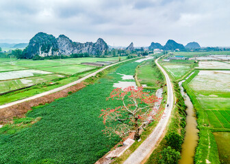 YEN MO, NINH BINH PROVINCE, VIETNAM - MARCH 20, 2022: Very nice landscape that attracks...
