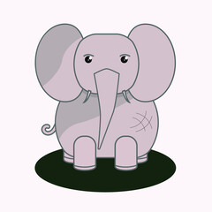 A simple drawing of a baby elephant on an isolated white background.
