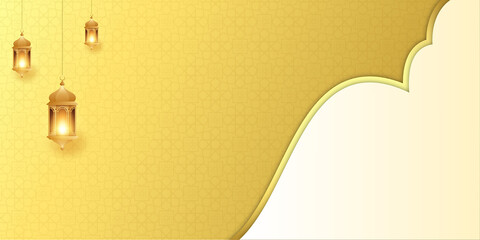 Islamic Banner With Gold Background