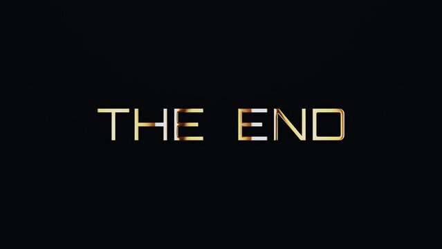The End text word gold light animation loop with glitch text effect. 4K 3D seamless looping The End effect element for Cinema trailer, Sales Marketing title banner. Old Gaming Console Style.
