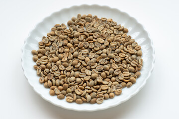 Raw coffee beans before roasting