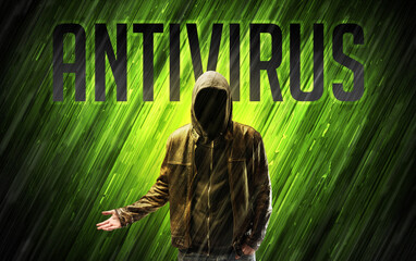 Mysterious man with security concept