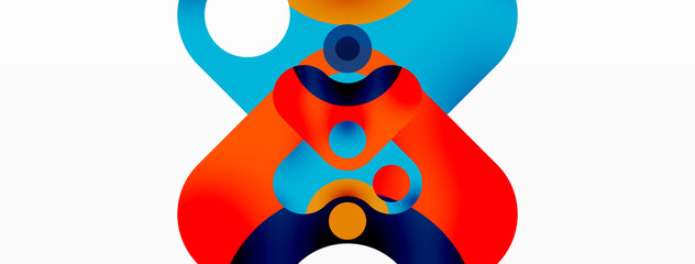 Creative geometric wallpaper. Minimal bubble arrow and circle abstract background. Techno business template for wallpaper, banner, background or landing