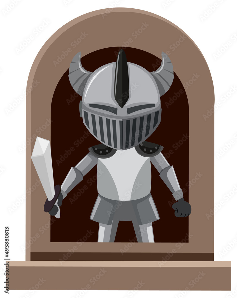 Wall mural Fantasy knight character by the window on white background