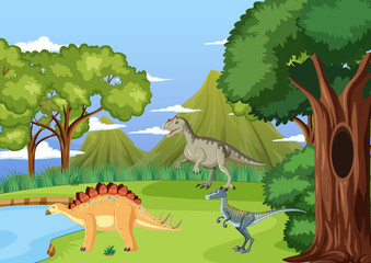 Dinosaur in prehistoric forest scene © blueringmedia