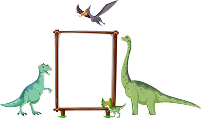sign board and dinosaur on white background © blueringmedia