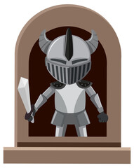 Fantasy knight character by the window on white background