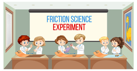 Scientist kids doing friction experiment