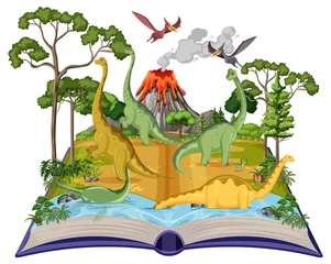 Book with scene of brachiosaurus by the river © blueringmedia