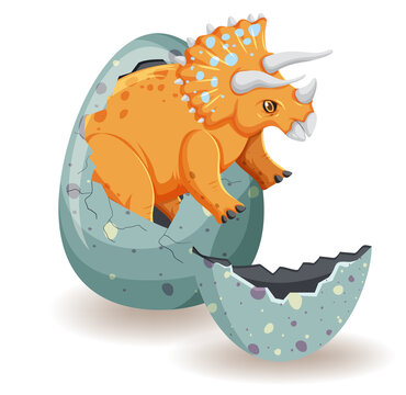 Triceratops hatching from egg