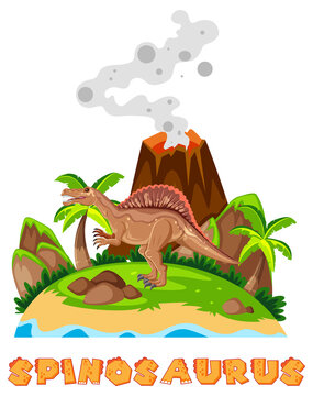Prehistoric island with spinosaurus