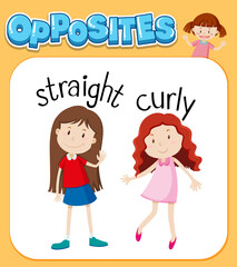 Opposite words for straight and curly