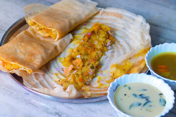 famous South Indian dish "Dosa" is ready to serve.