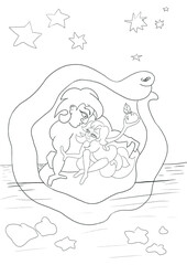 Adam and Eve with apple isolated