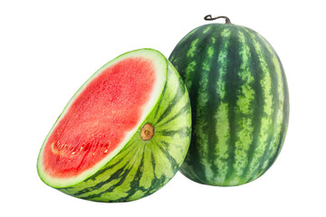 Red juicy watermelon and half isolated