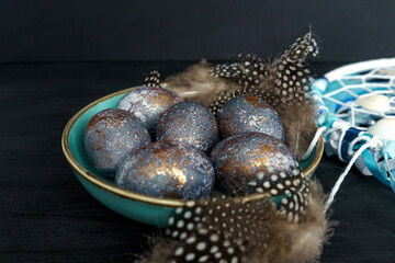 Easter concept of coloring eggs in hibiscus.