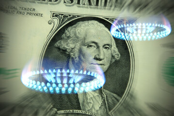 Dollar Geldscheine und Gas in Amerika