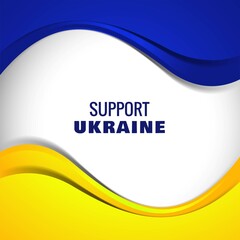 Support ukraine text modern wave flag theme background