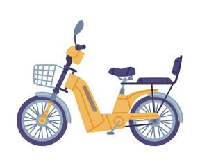 Electric Bicycle with Basket as Turkey Transport Vector Illustration