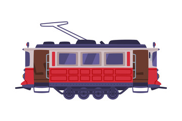 Red Tram or Trolley as Traditional Istanbul Symbol Vector Illustration