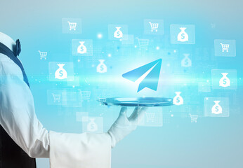 Waiter serving business idea concept