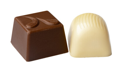 Chocolate sweets on a white background