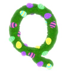 Grass with Eggs Themed Font Letter Q