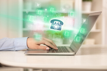 Businessman working on laptop with new business