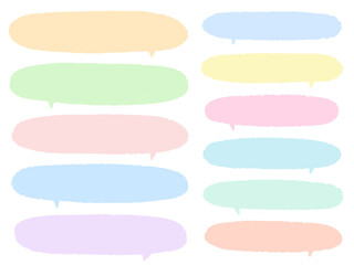 イラスト素材：パステルカラーのカラフルな長いふきだしセット