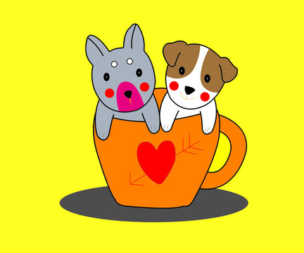 dog and cat clip art illustration with photoshop