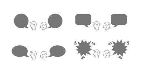 Man and woman person head talk