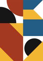 Flat bauhaus memphis geometric colorful abstract design background