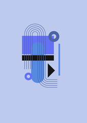 Flat bauhaus memphis blue colorful abstract design background