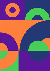 Flat bauhaus memphis colorful abstract design background
