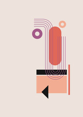 Flat bauhaus memphis nature colorful abstract design background