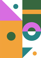 Flat bauhaus memphis green orange colorful abstract design background