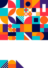 Colorful bauhaus memphis abstract design background