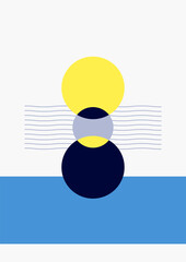 Modern bauhaus memphis blue colorful abstract design background