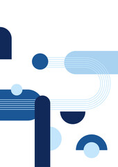 Modern bauhaus memphis blue colorful abstract design background