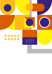 Modern bauhaus memphis purple and yellow colorful abstract design background